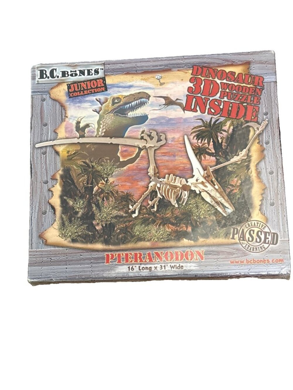 Vintage 2003 B.C. Bones Pteranodon 3D Wooden Dinosaur Puzzle New Sealed, RARE